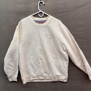 IZOD Sweatshirt Mens Extra Large Off White Crewneck Pullover Embroidered Logo